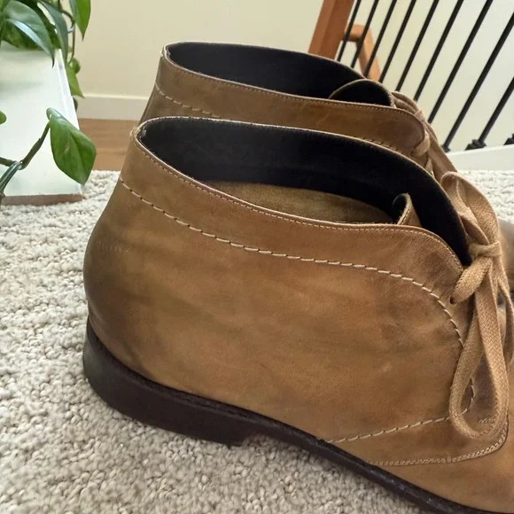 DOUCAL'S‎ ITALY Leather Desert Boots Tan Brown Lace Up Chukka Ankle Men 10.5 - Picture 4 of 11